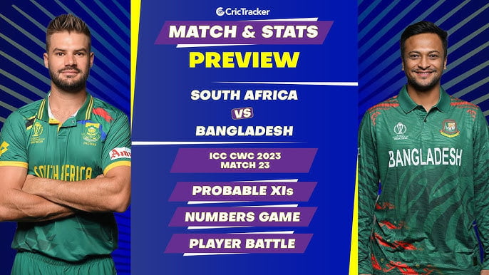 SA vs BAN Dream11 Prediction, Playing XI, Weather Forecast for South Africa vs Bangladesh World Cup 2023 Match 23